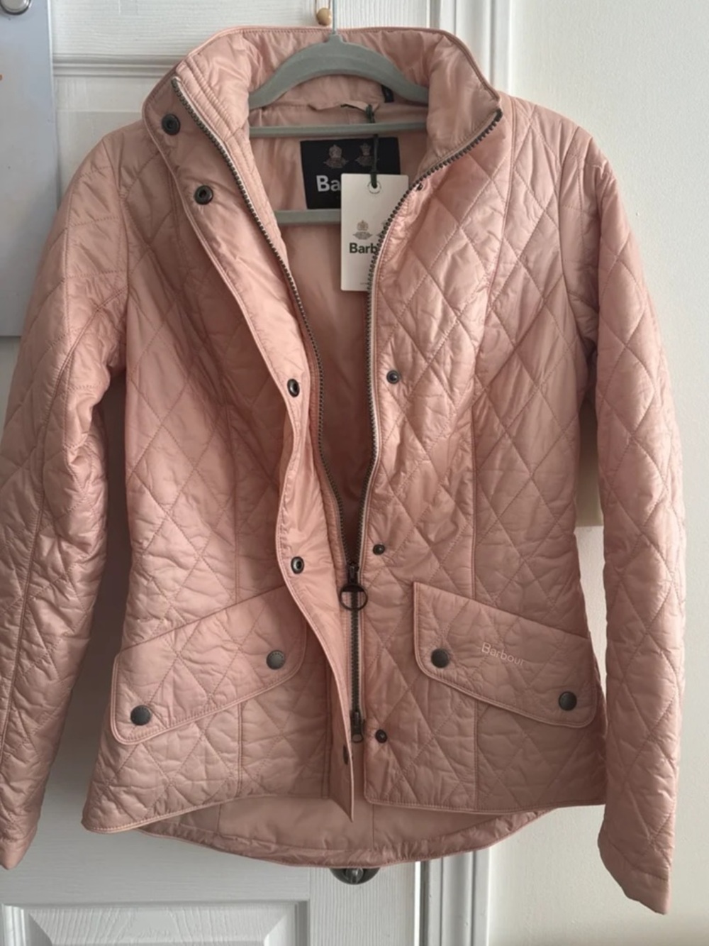 Barbour Quilted Flyweight Jacket in a light  Pink